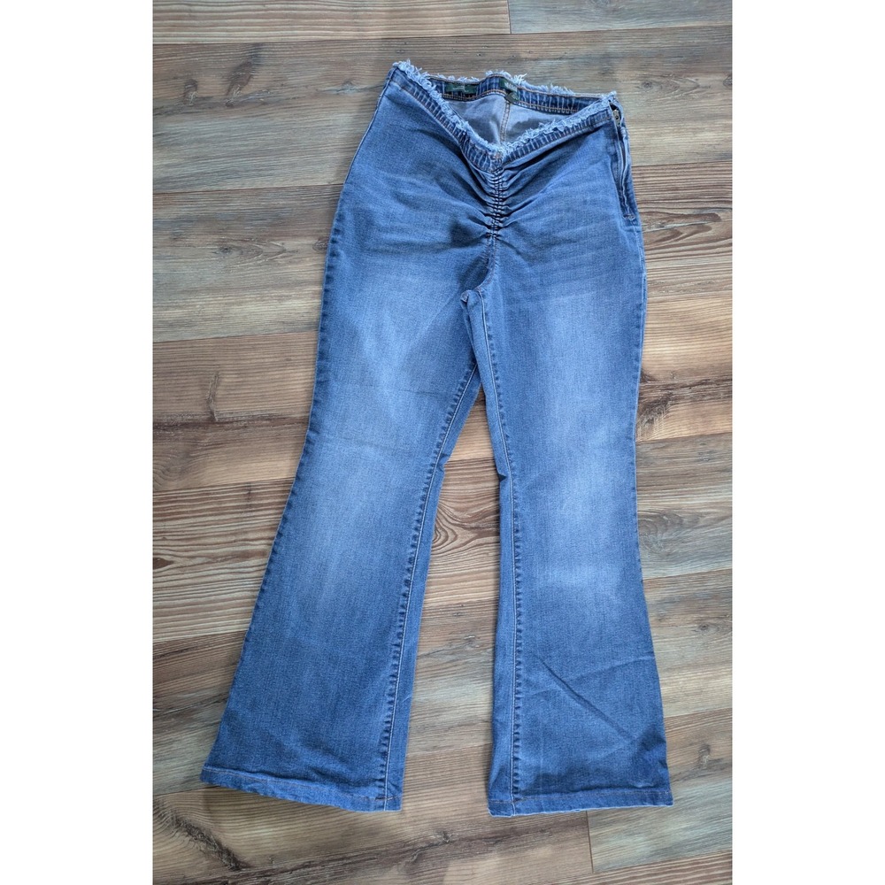 Wild Fable Low Rise Flared V Front Smocked Elastic Denim Jeans